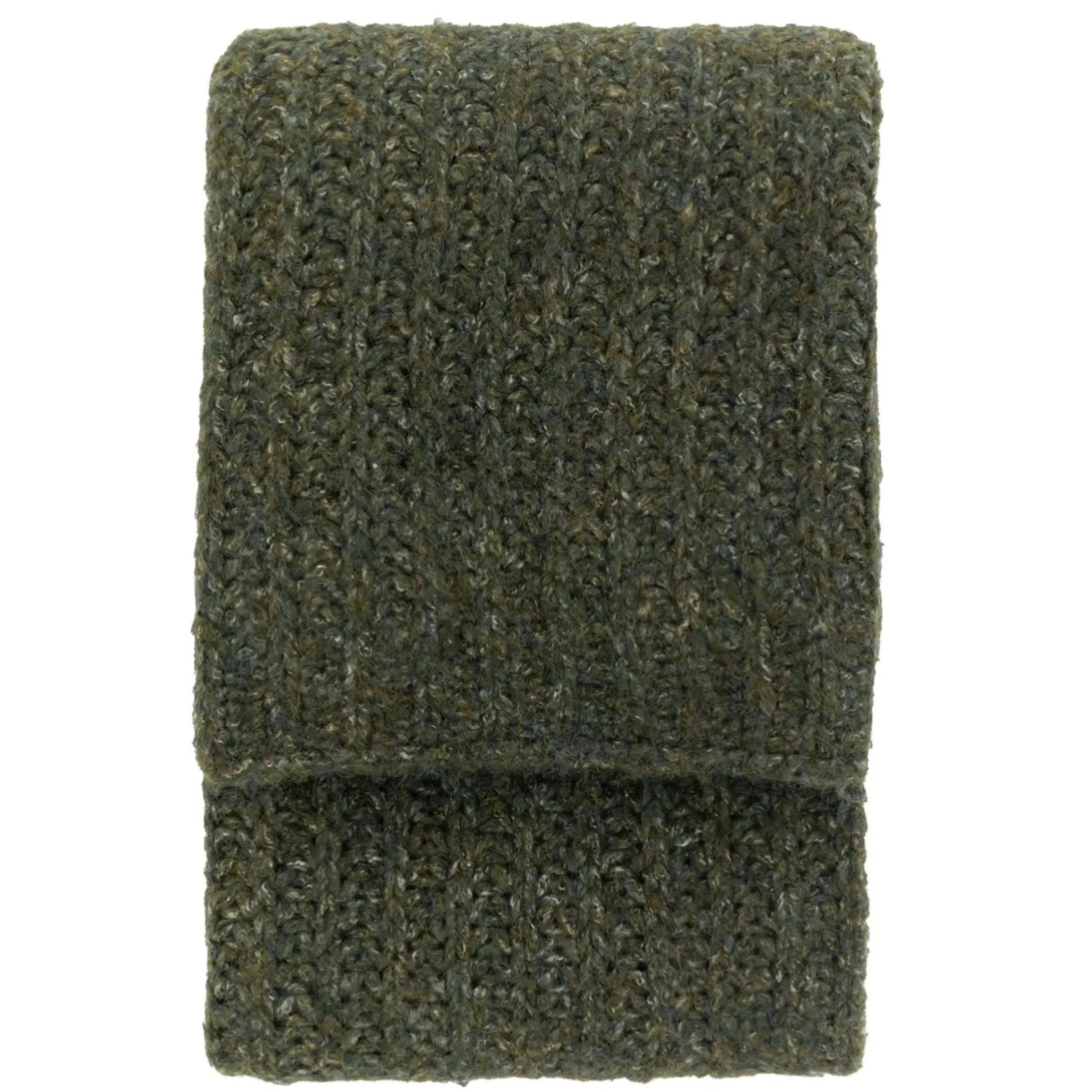 Khaki Melange Style Knitted Throw - The Farthing