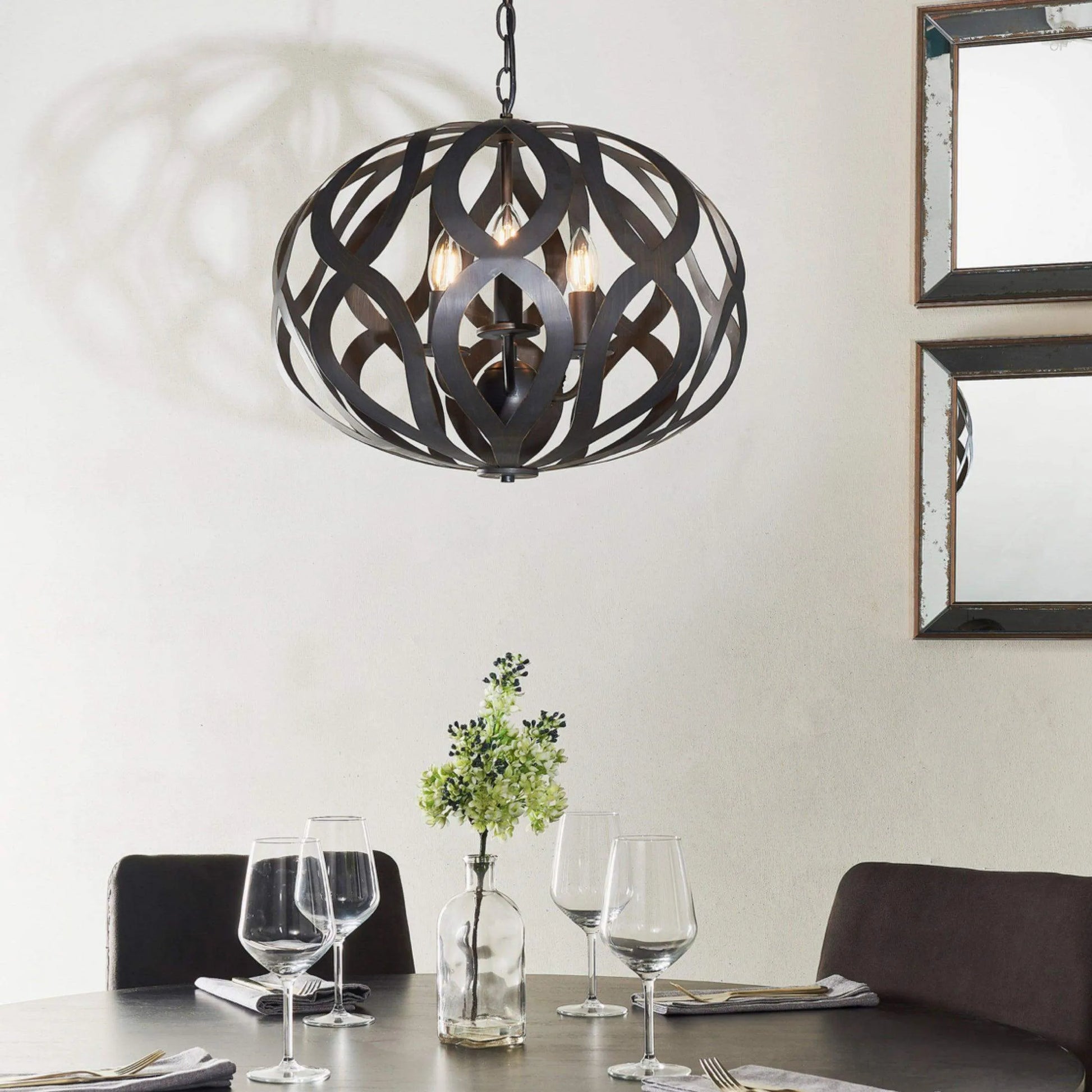 Large Antique Brushed Bronze Effect Shapes Pendant Light - The Farthing