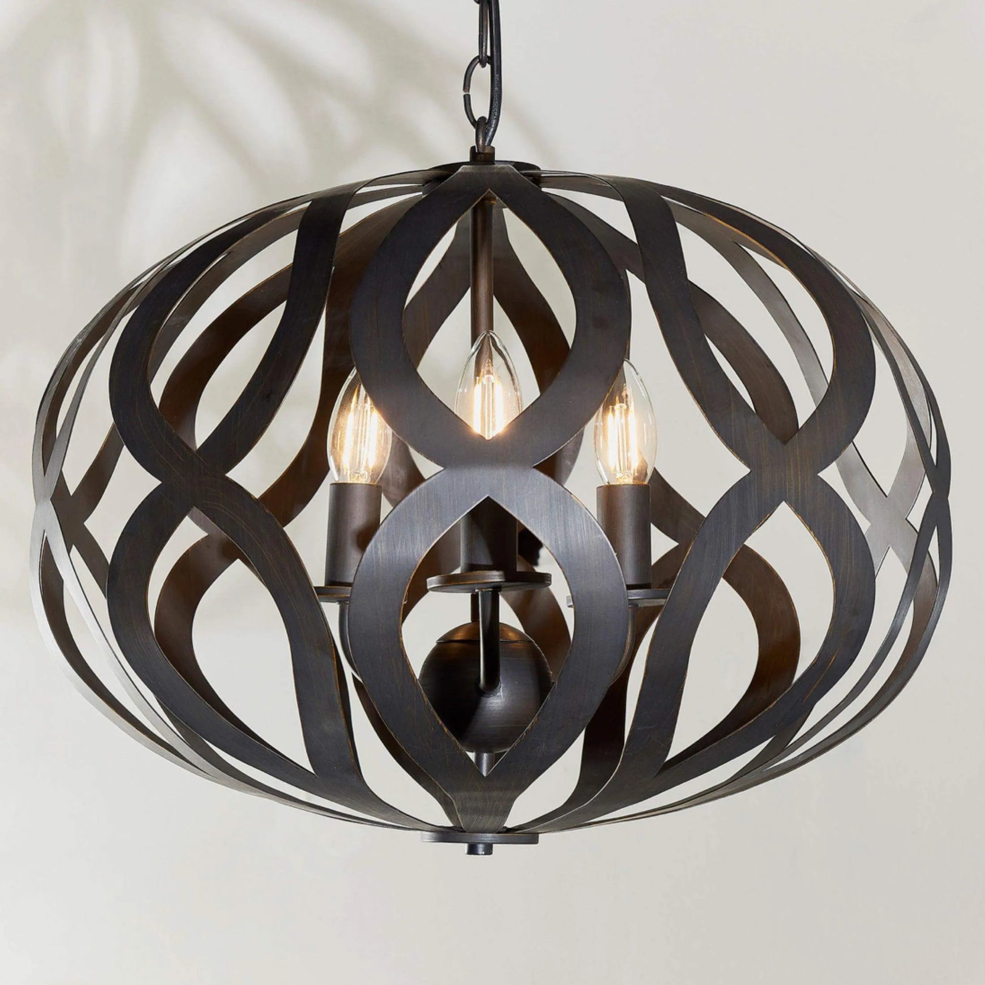 Large Antique Brushed Bronze Effect Shapes Pendant Light - The Farthing