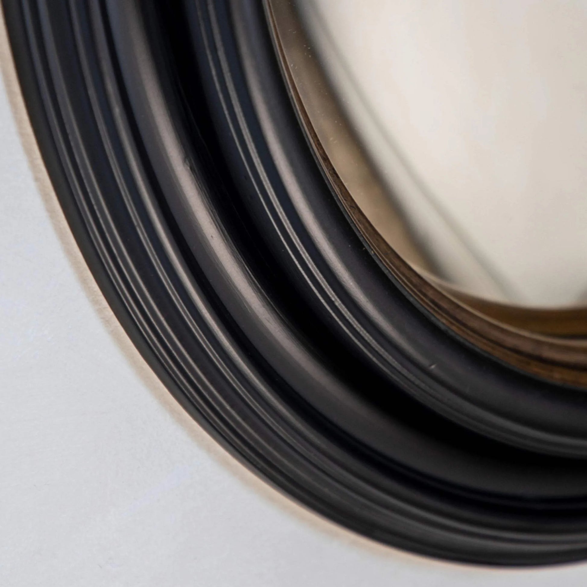 Large Black & Gold Round Convex Mirror - The Farthing