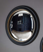 Large Black & Gold Round Convex Mirror - The Farthing