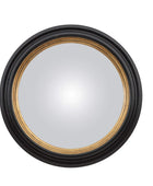 Large Black & Gold Round Convex Mirror - The Farthing