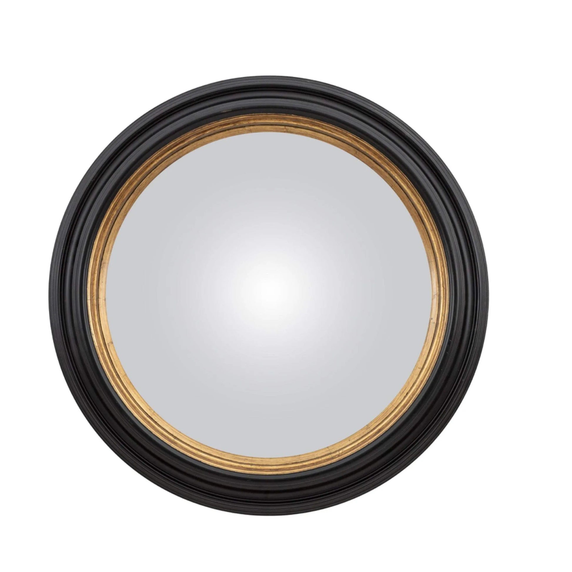 Large Black & Gold Round Convex Mirror - The Farthing