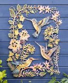 Large Colourful Hummingbirds Metal Garden Wall Art - The Farthing