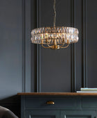 Large Faceted Glass & Antique Brass Pendant Light - The Farthing