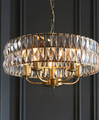 Large Faceted Glass & Antique Brass Pendant Light - The Farthing