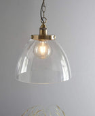 Large Glass Dome & Aged Brass Pendant Light - The Farthing