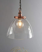 Large Glass Dome & Aged Copper Pendant Light - The Farthing