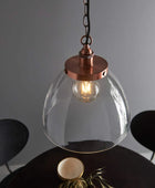 Large Glass Dome & Aged Copper Pendant Light - The Farthing