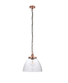 Large Glass Dome & Aged Copper Pendant Light - The Farthing