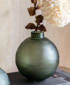 Large Green Bevelled Glass Round Vase - The Farthing