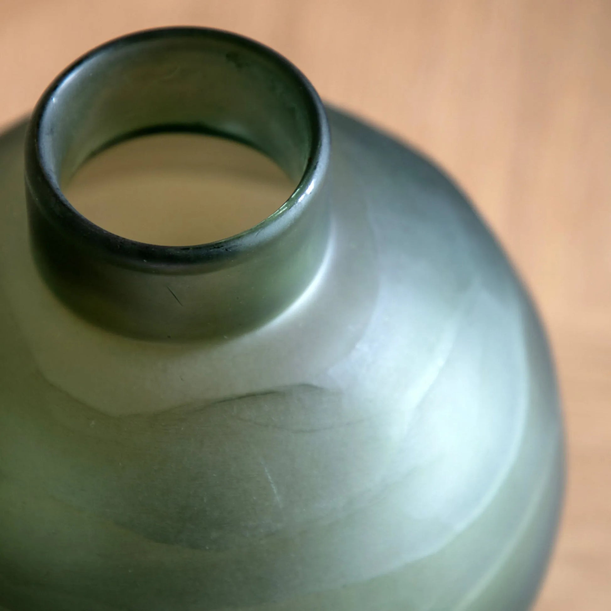 Large Green Bevelled Glass Round Vase - The Farthing