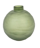 Large Green Bevelled Glass Round Vase - The Farthing