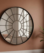 Large Industrial Round Iron Window Mirror