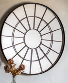 Large Industrial Round Iron Window Mirror - The Farthing