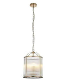 Large Ribbed Glass & Antique Brass Pendant Light - The Farthing