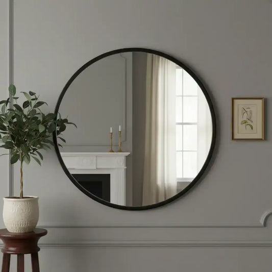 Large Round Black Frame Mirror