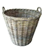 Large Rustic Round Rattan Basket with Handles - The Farthing