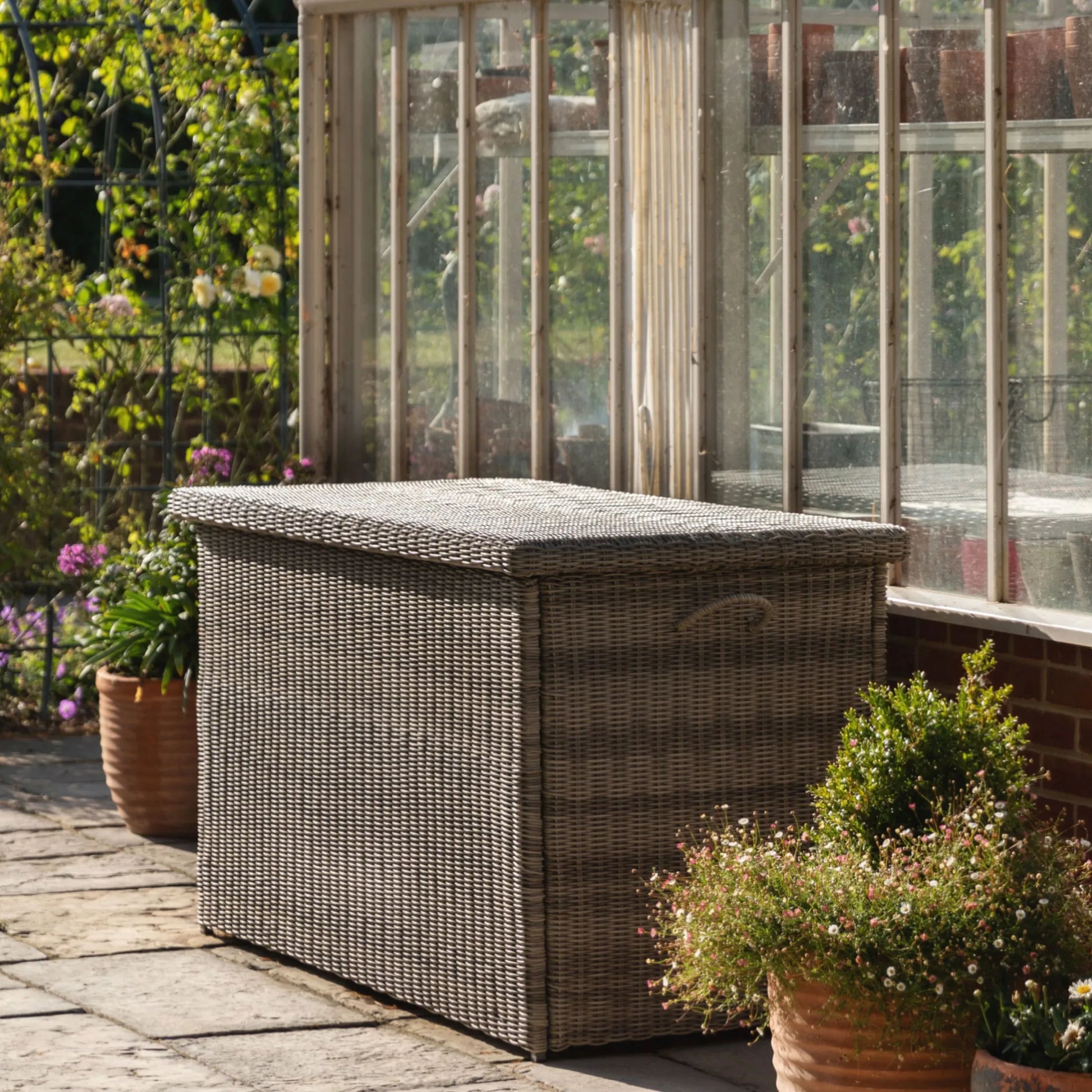 Large Slate Grey Woven Outdoor Storage Box - The Farthing