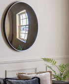 Large Slim Black Frame Antique Glass Convex Mirror - The Farthing