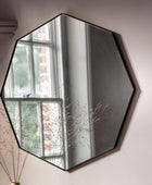 Large Slim Black Framed Octagonal Wall Mirror - The Farthing