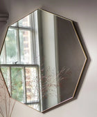Large Slim Soft Gold Framed Octagonal Wall Mirror - The Farthing