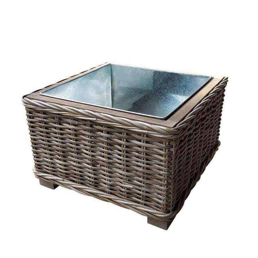 Large Square Rattan Planter with Metal Insert - The Farthing
