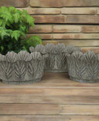 Leaf Edge Distressed Metal Plant Pot Set of 3 - The Farthing