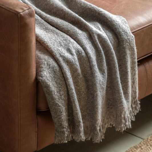 Light Grey Melange Throw - The Farthing