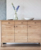 Light Oak 3 Door 3 Drawer Sideboard - The Farthing