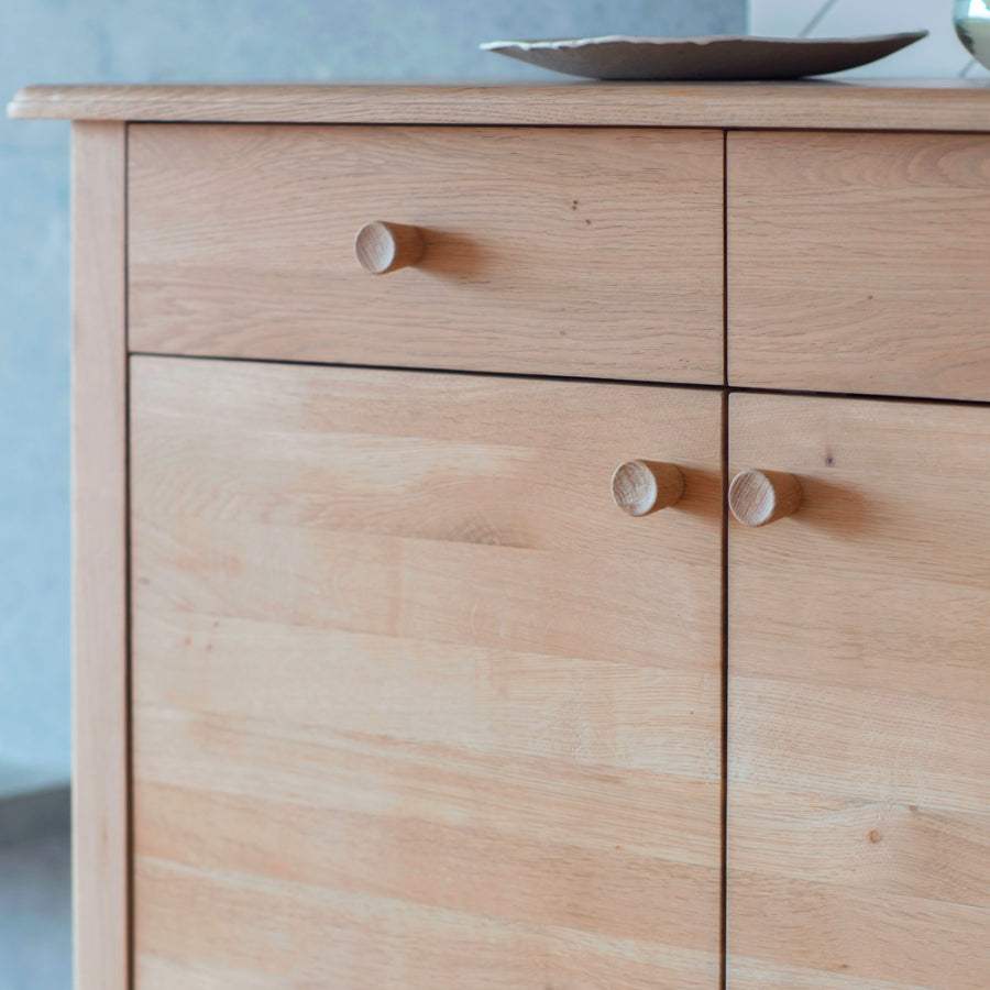 Light Oak 3 Door 3 Drawer Sideboard - The Farthing