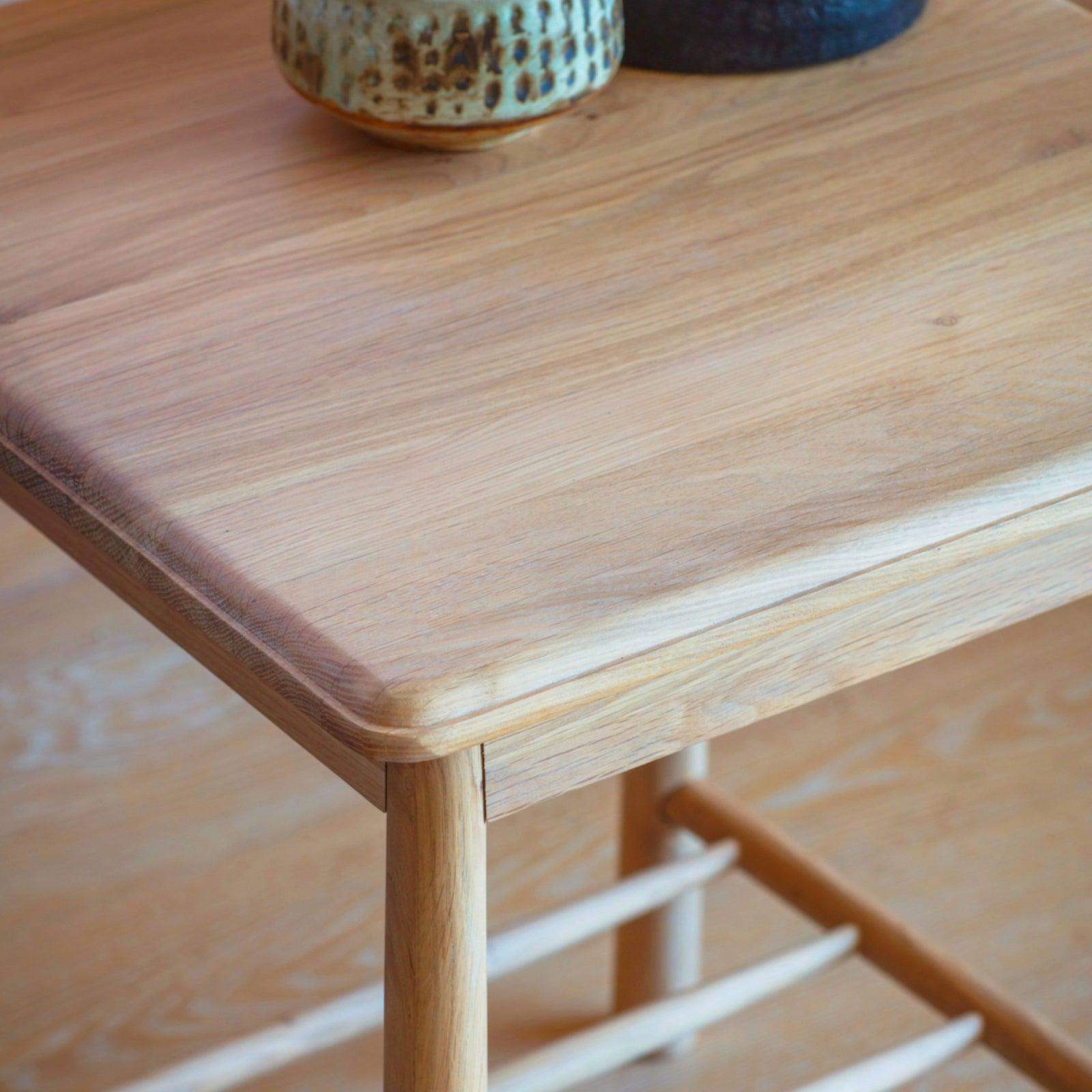 Light Oak Square Spindle Shelf Side Table - The Farthing