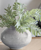 Linear Textured Soft Grey Vase - The Farthing