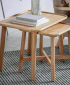 Lipped Rectangular Oak Nestling Table Set - The Farthing