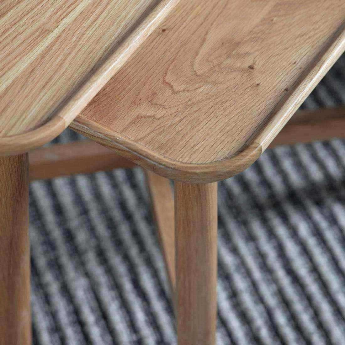 Lipped Rectangular Oak Nestling Table Set - The Farthing