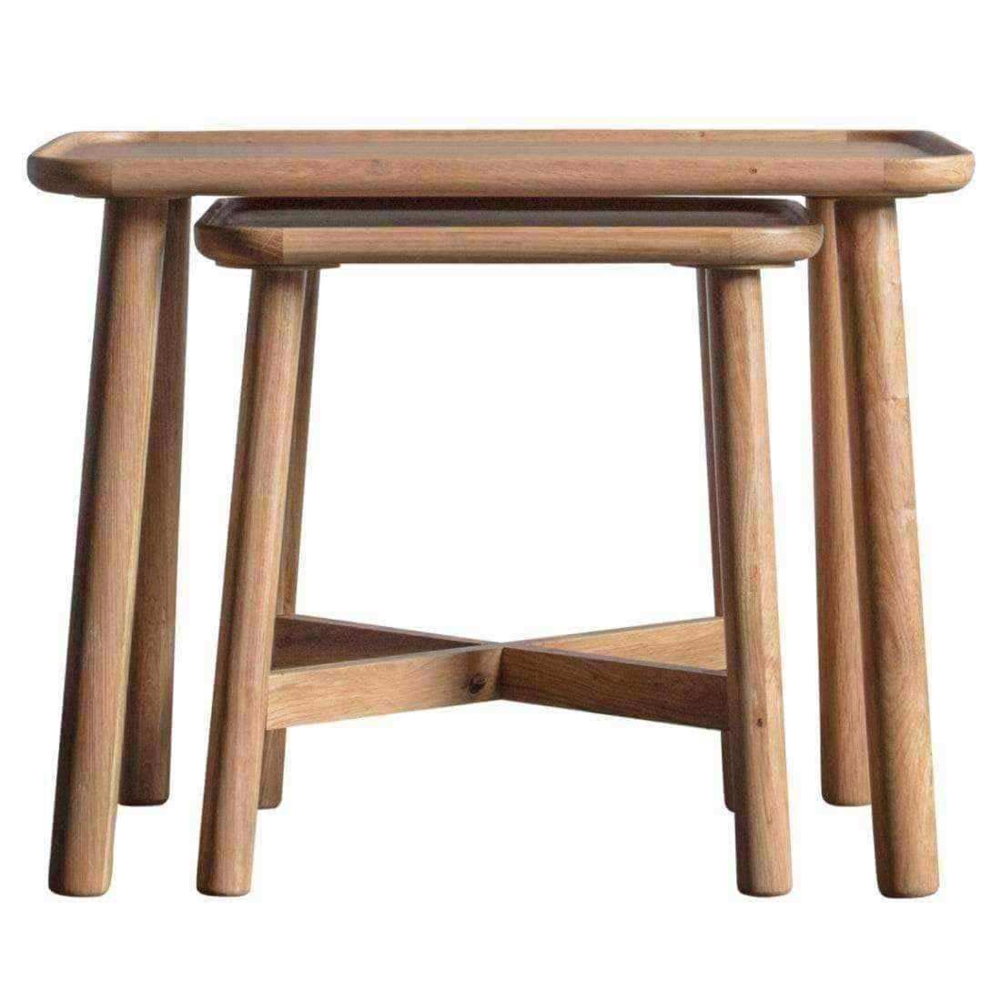 Lipped Rectangular Oak Nestling Table Set - The Farthing