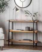 Lipped Wood and Metal 3 Tier Shelf Unit - The Farthing