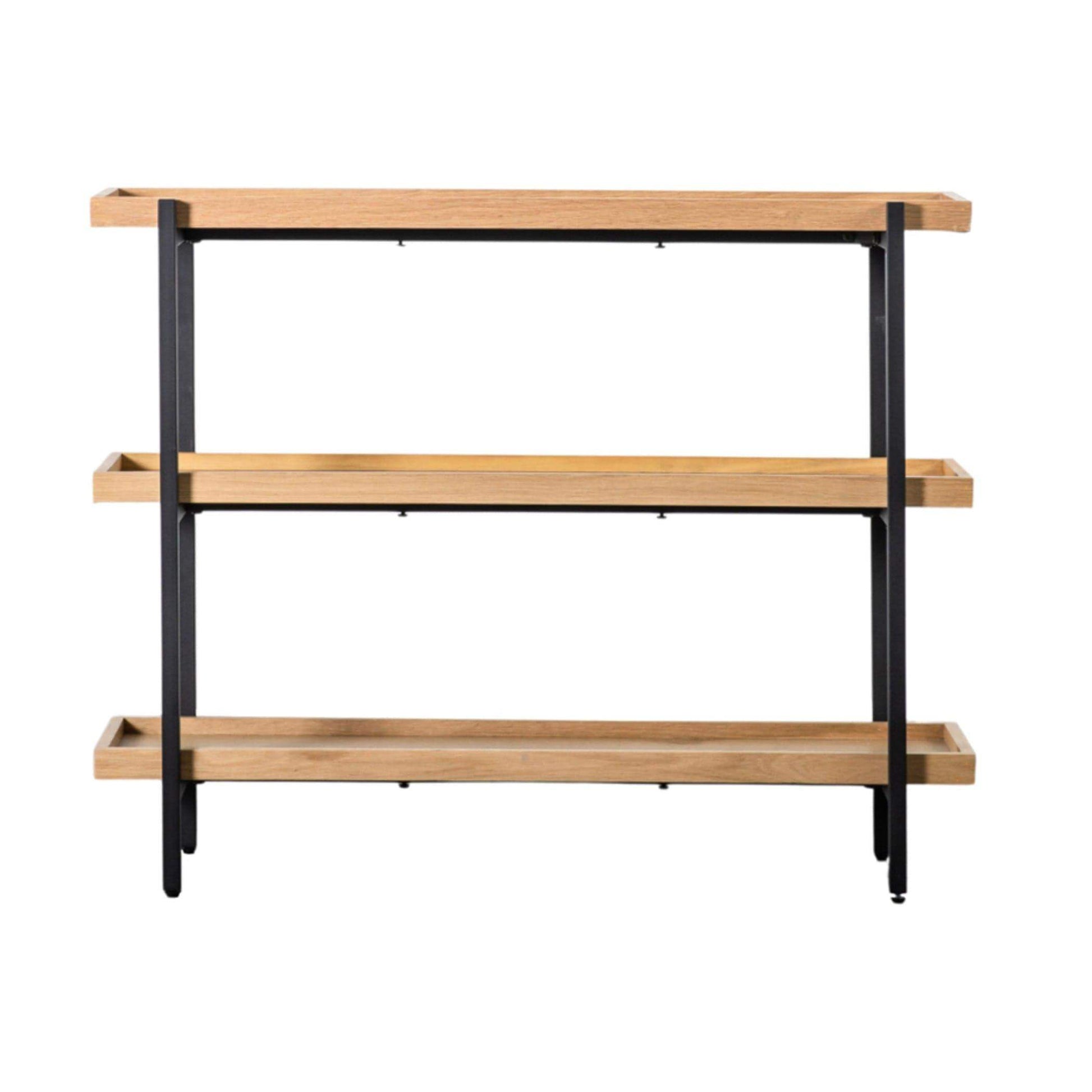 Lipped Wood and Metal 3 Tier Shelf Unit - The Farthing