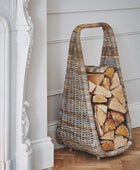 Natural Rattan Looped Top Log Holder - The Farthing