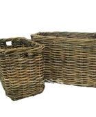 Rustic Large Rattan Rectangular Basket Set of 2 - The Farthing