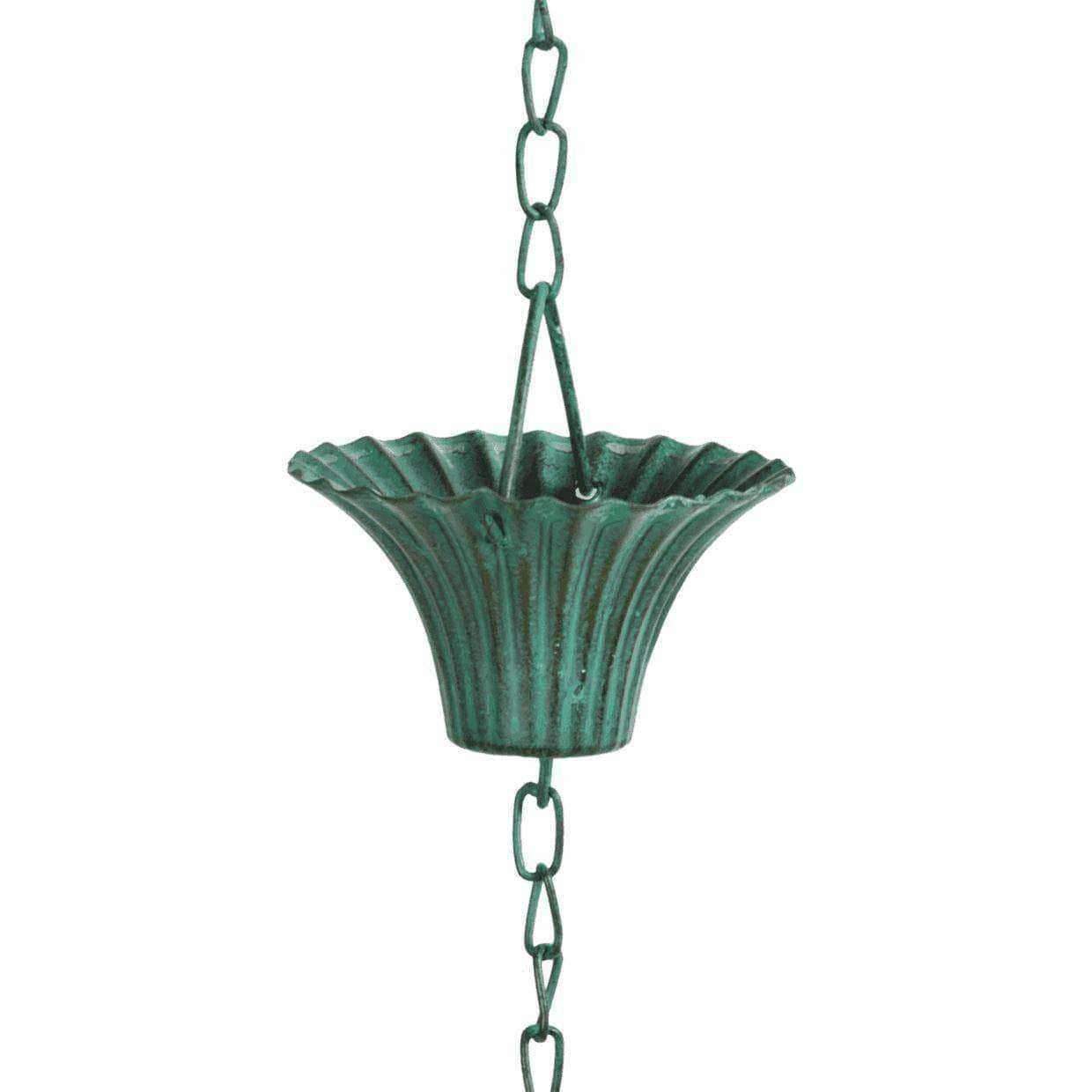 Long Decorative Hanging Verdigris Rain Chain - The Farthing