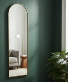 Long Slim Arched Top Gold Wall Mirror