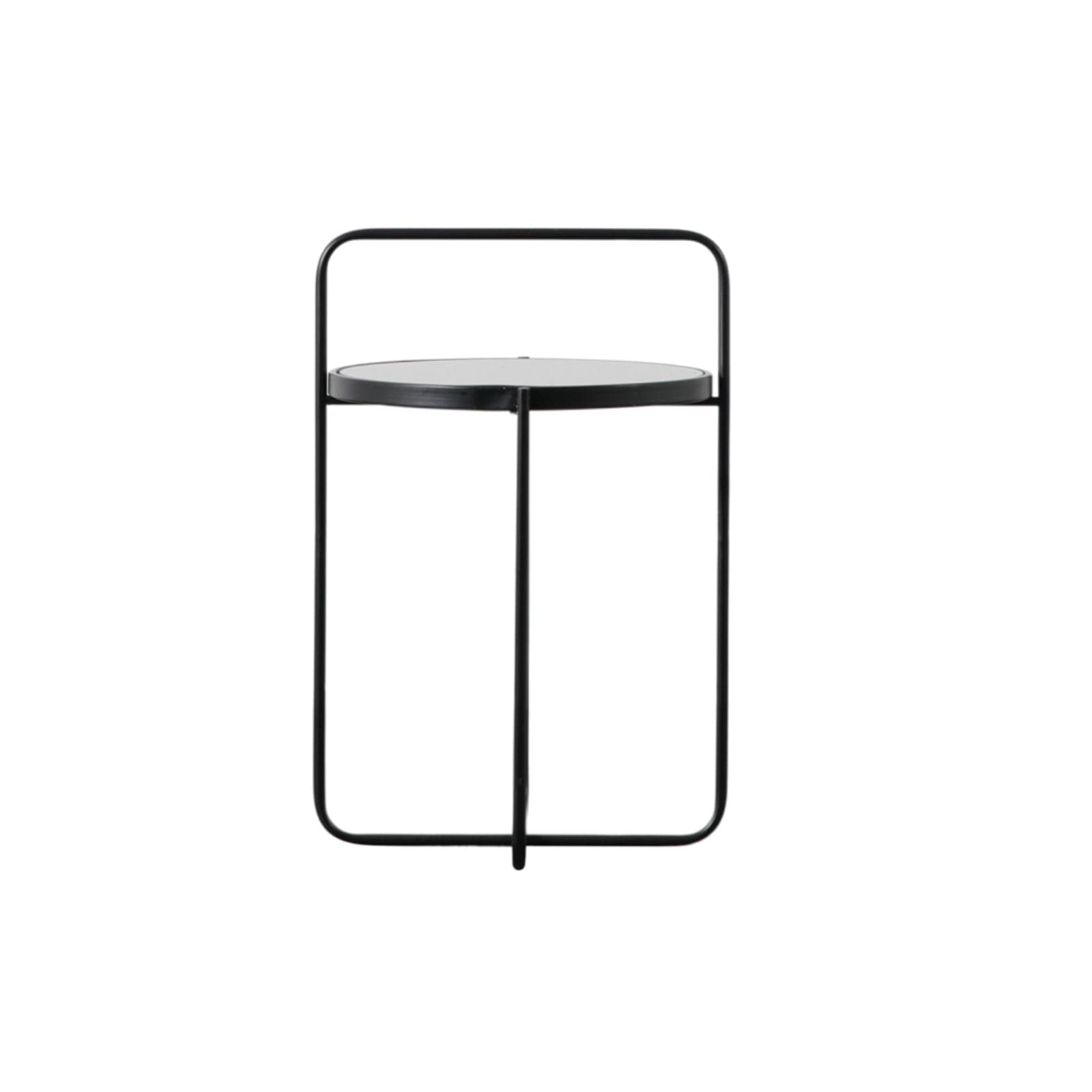 Looped Top Black Metal Side Table with Glass Top - The Farthing