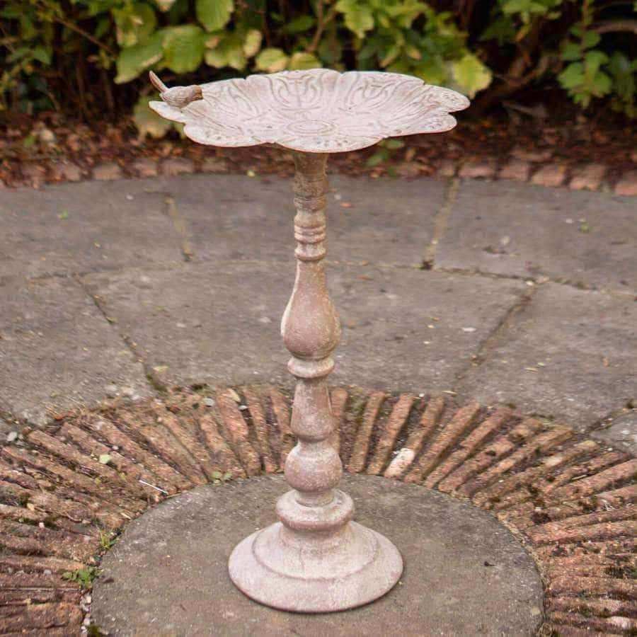 Low Distressed Metal Bird Table - The Farthing