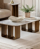 Marble Top Gold Looped Feet Coffee Table - The Farthing