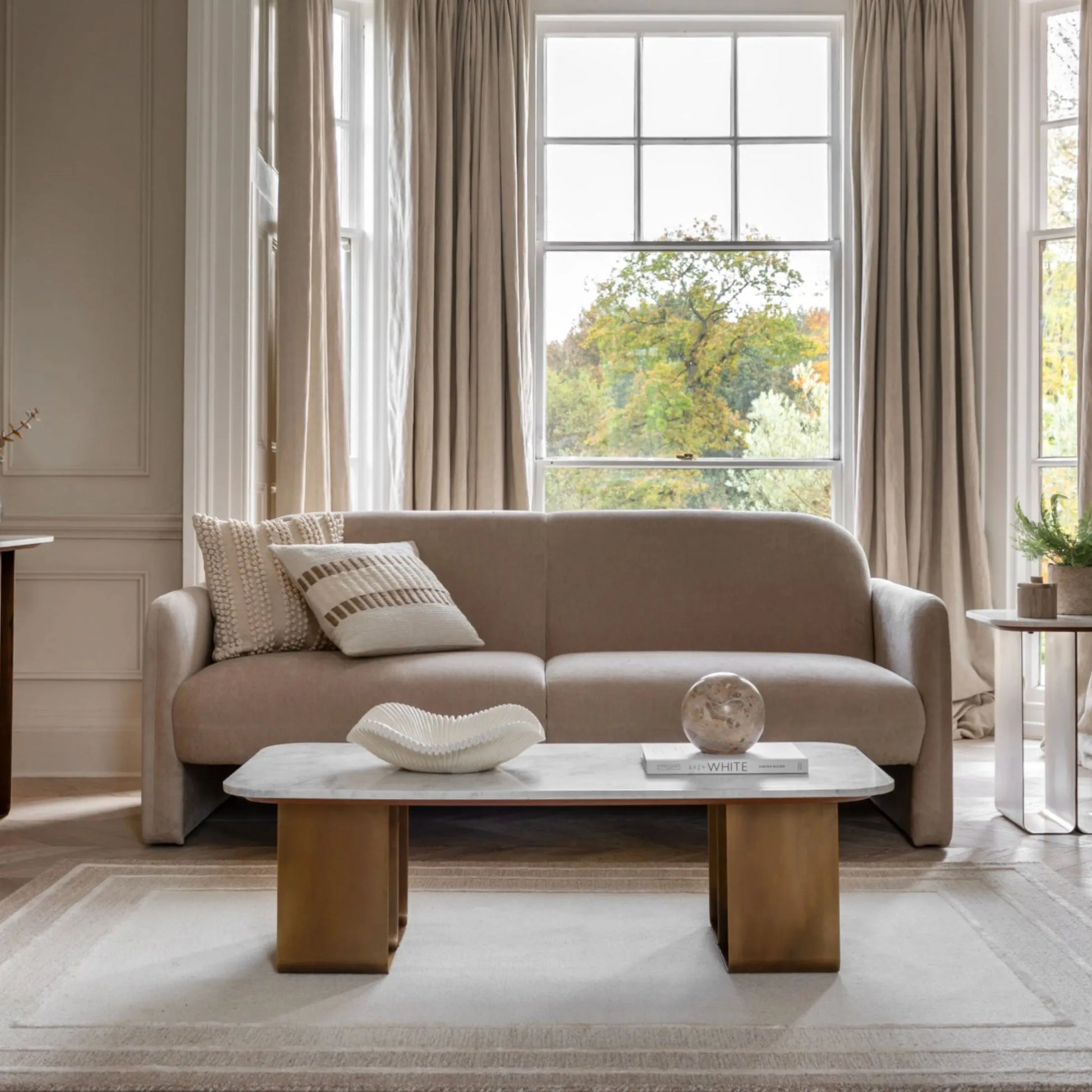 Marble Top Gold Looped Feet Coffee Table - The Farthing