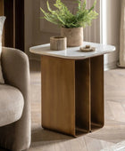 Marble Top Gold Looped Feet Side Table - The Farthing