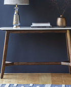 Marble Topped Dark Wood Console Table - The Farthing