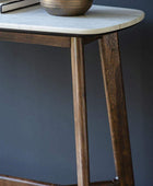 Marble Topped Dark Wood Console Table - The Farthing