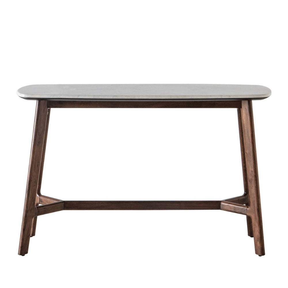 Marble Topped Dark Wood Console Table - The Farthing